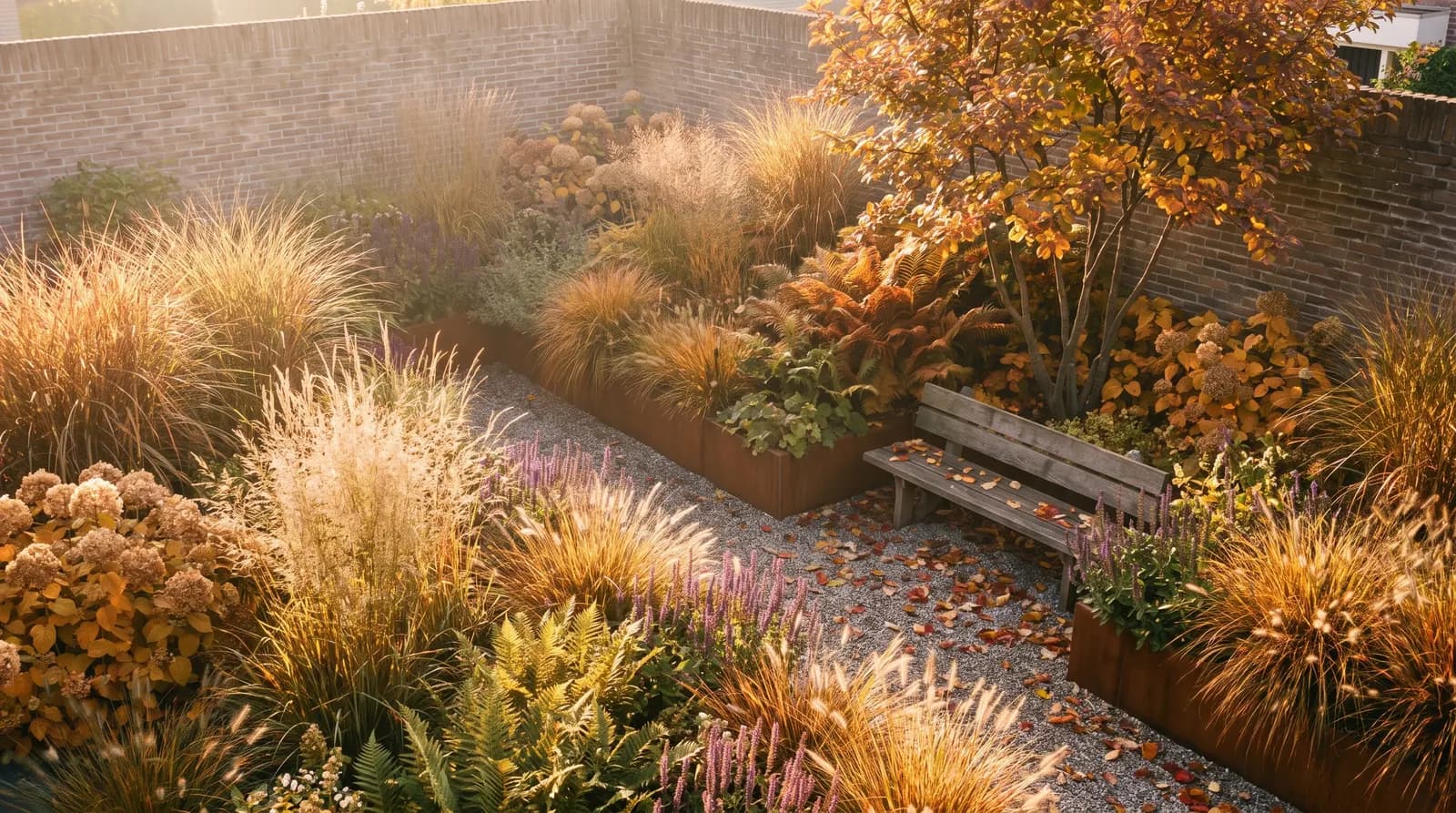 De tuin in de herfst
