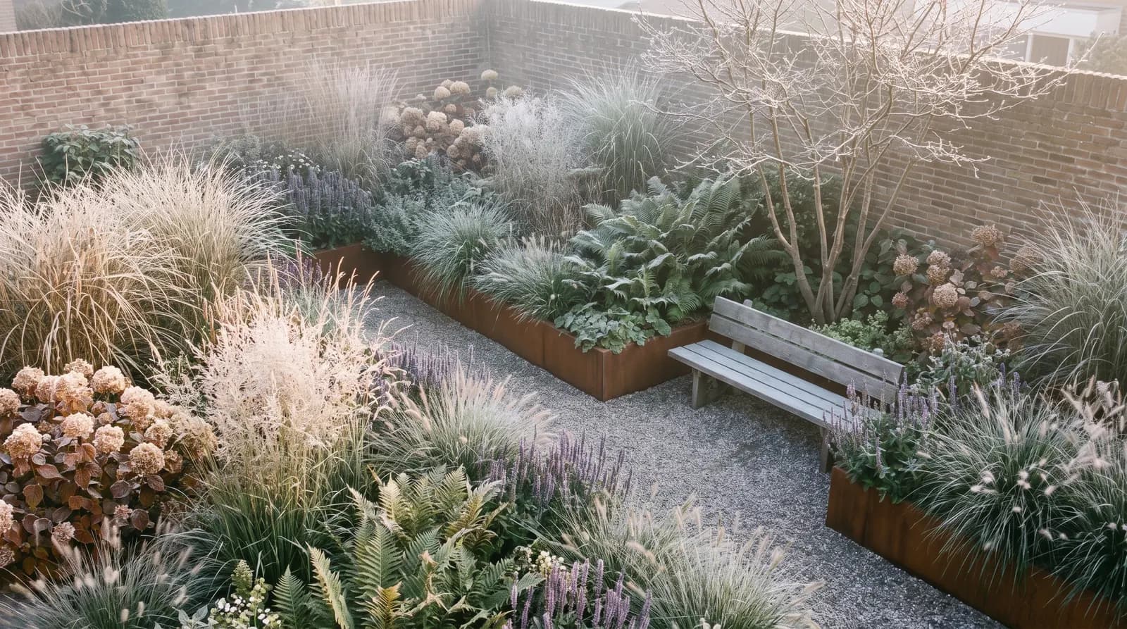 De tuin in de winter